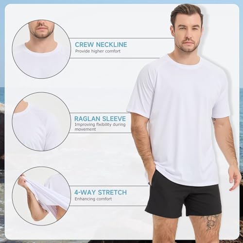Men's Short Sleeve Rash Guard UPF 50+ Sun Protection Swim Shirts Quick Dry Outdoor Sports Underwear for Men4