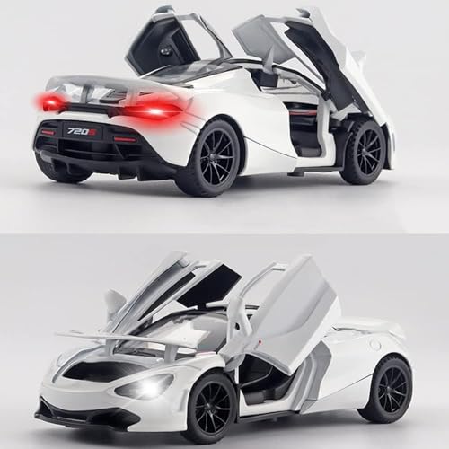Image of New 1:32 Mc-Laren 720s Diecast Alloy Metal Pull Back Car with Openable Doors Music Sound and Light Vehicle Toy Car for Kids Boys