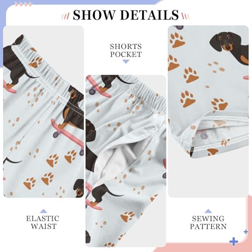 Boys' Pants Funny Puppy Dogs Dachshund Long Bottoms Jogger Pants Elastic Waist Trousers with Pockets S-XL4