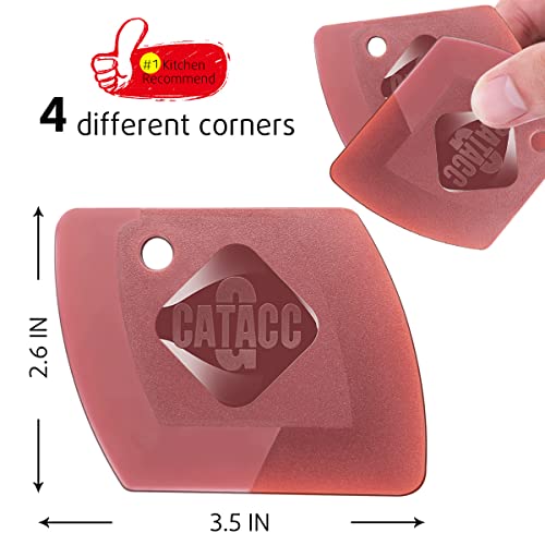 Pan Scrapers 2 in 1 Non Scratch Flexible Silicone and Plastic Dish Scraper Tools for Cleaning Cast Iron Skillets, Cookware, Pans, Dishes and Pots - Pack of 4