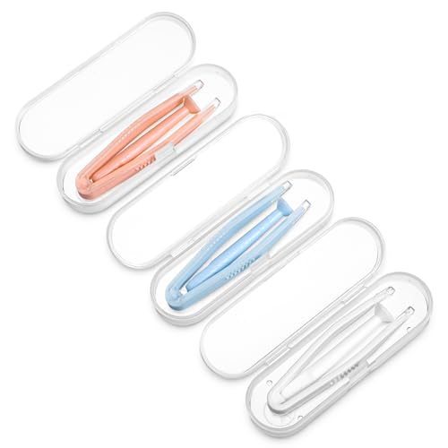 3 Pack Soft Contact Lens Remover Tool Contact Lens Applicator Tool Portable Tweezers with Soft Tip Insert Set for Hard, Soft Lenses, Travel and Daily Use (Pink Blue White)