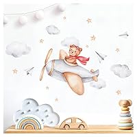 Adesivi Murali Orsetti Sulle Nuvole | Set 16 Pezzi Per Cameretta Baby | Multicolore Con Orso E Stella | Rimovibili