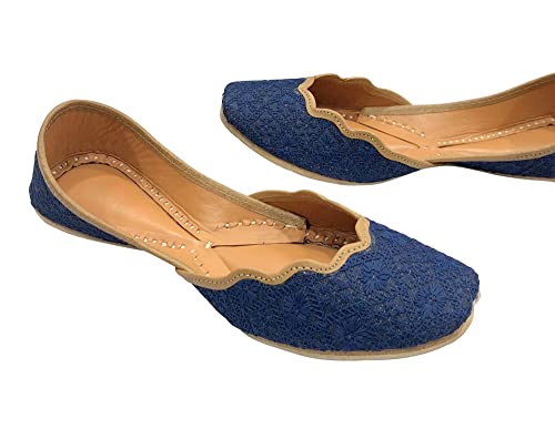 Stop n Style Blue Punjabi Jutti for Ladies Indian Ethnic Shoes Flat Mojari3