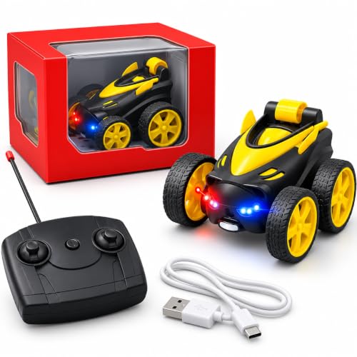 Image of Rechargeable 360 RC Stunt Car for Kids | Double-Sided Flip, Drift & Spin | 4WD High-Speed Off-Road Remote Control Car with LED Lights & Sound | Durable Toy for Boys & Girls Age 4-12 Indoor & Outdoor