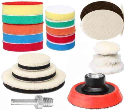 Image of DIY Crafts With 4x Fur 4x Felt Pad, 2 inch inch Kit, 9-15x Polishes Set 1 /2 /3'inch Drill Buffing Buffer Pad Polishing Pad Mix Size Kit, M14 Backing Pad Adapter Po (With 4x Fur 4x Felt Pad, 2 inch inch Kit)