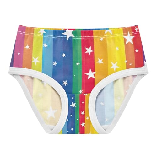 Underwear Girls, Rainbow Stripe Toddler Girl Briefs, Cotton Underwear for Girls, 2T–8 Years