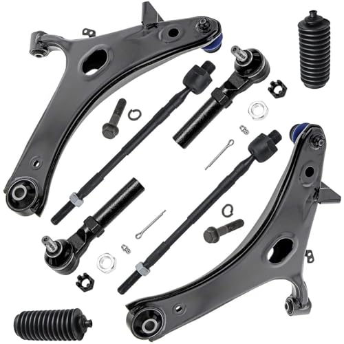Image of Detroit Axle - 8pc Front End Control Arms Kit for 2011-2014 Subaru Impreza, 2013-2014 Subaru WRX, 2 Lower Control Arms w /Ball Joint 4 Tie Rods 2 Boots Replacement