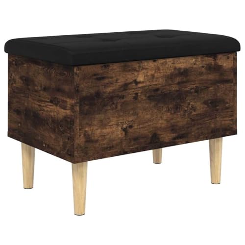 Cartvyn Banco con espacio de almacenamiento, roble ahumado, material de madera, 62 x 42 x 46 cm, banco acolchado para pasillo, banco para zapatos, baúl para pasillo, dormitorio