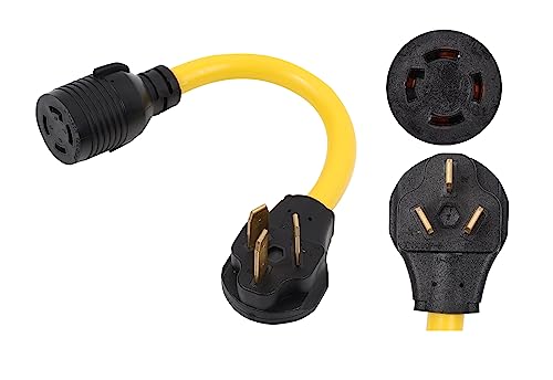 ONETAK NEMA 10-50P to L14-30R ETL Listed 120V/240V 50 Amp 3 Prong Male Plug to 4 Prong Twist Lock Female Outlet Receptacle Generator Welder Dryer EV Charger RV Power Cord Adapter