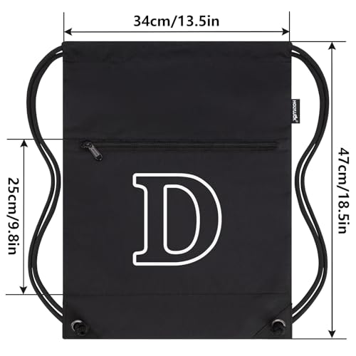 Image of HOLYLUCK Drawstring Bags Initial Backpack Sackpack Cinch Bags for Sports, Gym, Travel, Beach (Black-D)