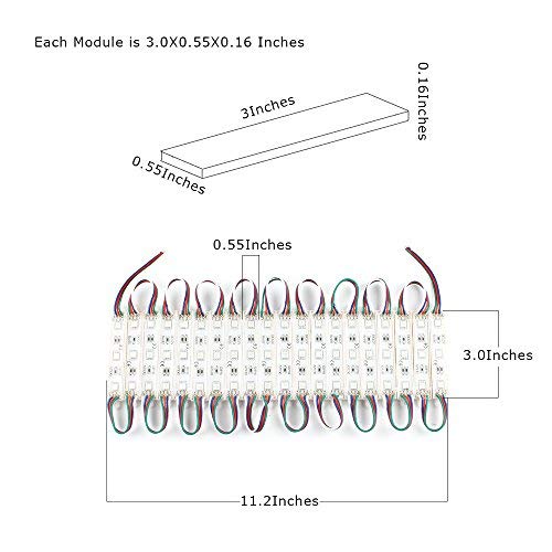 VIPMOON 200Pcs/600LEDs Storefront Lights DC 12V 5050 RGB SMD 3 LED Module Lights Waterproof Light Lamp