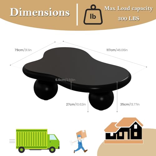 Table basse nuage pour petits espaces salon table asymétrique bois - 3
