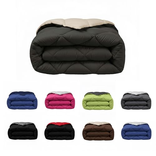 SABANALIA - Edredon Cama 180 y Edredon Cama 200 | 280x270 | Edredón nórdico de 400 g Reversible (Bicolor) | Relleno de Fibra Hueca Virgen Siliconada | Hipoalergénico | Color Arena y Gris