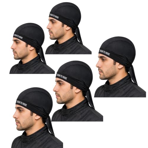 Image of Under Helmet Liner Cap for Men & Women | Inner Cap for helmat Breathable Sweat Absorbent Quick Dry Skull Cap | Tie-Back Helmet Inner Cap for Bike Riding, Cycling, Running & Outdoor (Black)