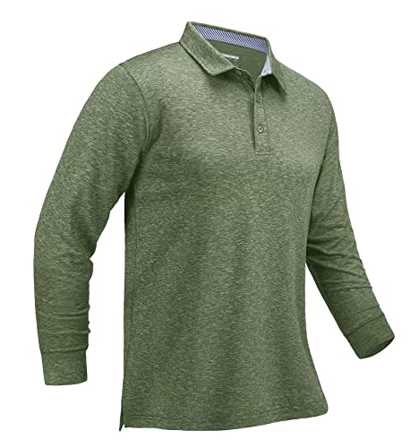 Image of MAGCOMSEN Men's Long Sleeve Golf Polo Shirts Collared Athletic Quick Dry Lightweight Work Shirts