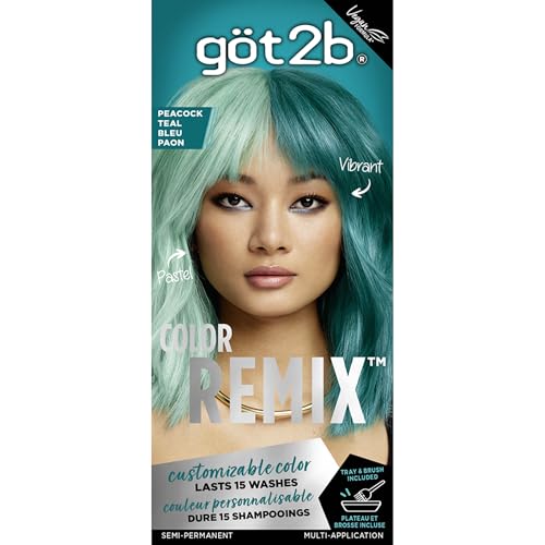 Got2b Color Remix, Customizable Semi-Permanent Hair Color, 097 Peacock Teal
