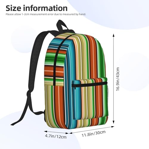 Colorful Mexican Serape Fashionable Daypack 17 Inches Zippers Backpack Double Shoulder Bag for Women Men2