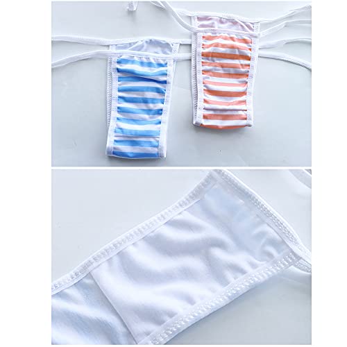 SINROYEE Conjunto de lingerie sexy para mulheres, biquíni de anime japonês, listrado, com meias list