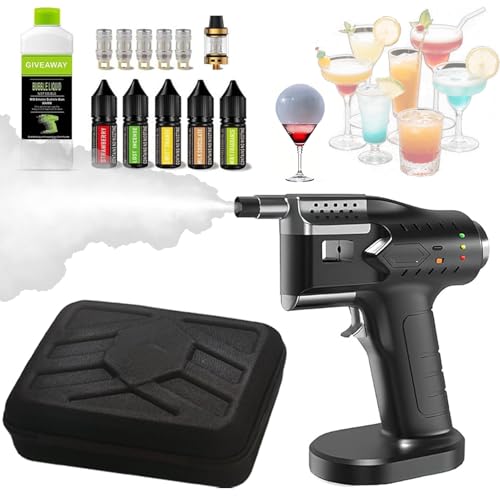 Pistola ahumadora para camareros, herramienta de ahumado en frío premium para cócteles de whisky, queso y recetas veganas, 5 sabores de aceites esenciales incluidos