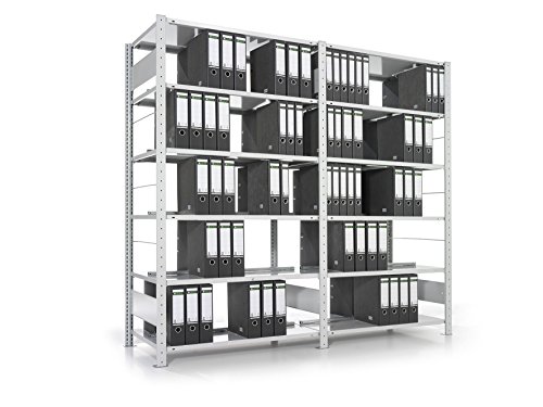 Preisvergleich Produktbild Doppelseitiges Bürosteckregal COMPACT Grundregal 2200 x 1000 x 600 7 Fachböden