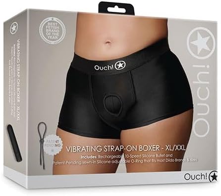 Shots Ouch Vibr Strapon Boxer XL/2XL Blk OU825BLKXLXXL2