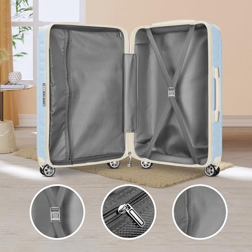 Image of Melalenia Luggage 10 Piece Sets Clearance,Large Suitcase Set Spinner Wheels with TSA Locks,Hard Shell Luggage Sets for Women Travel Suitcase (Light Blue Beige)