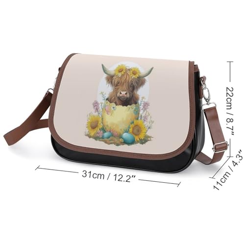 Highland Cow Sunflower Crossbody Shoulder Messenger Women Bag Pu Leather Office Work Business for Handbag Crossbody Bag2