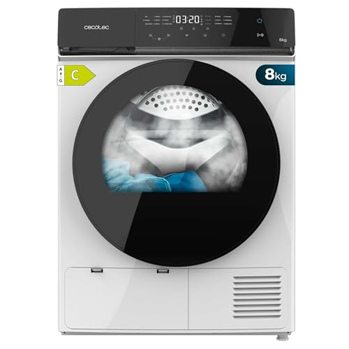 Cecotec Secadora de Ropa 8Kg Bomba de Calor Bolero DressCode Dry 8400 Inverter. Clase Equivalente A++, Motor Inverter Plus, Control Táctil, 15 Programas, Tambor Giro Bidireccional, Blanca