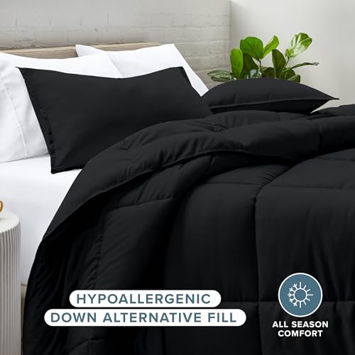 Image of Bare Home Comforter Set - Full Size - Goose Down Alternative - Ultra-Soft - Premium 1800 Series - All Season Warmth (Full, Black)