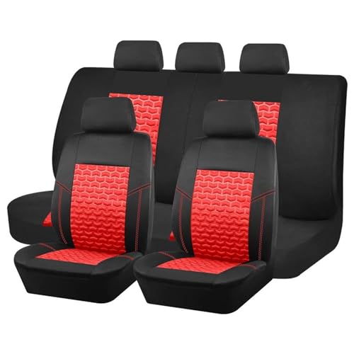Housse de siège voiture respirante noir et rouge avec 3 fermetures éclair
