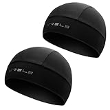 [WRELS] インナーキャップ ヘルメット インナー 夏用 冷感 バイク インナー ヘルメットキャップ サイクルキャップ 帽子 汗止め 通気 吸汗速乾 作業 工事用 スキー フリーサイズ(黒色2枚)
