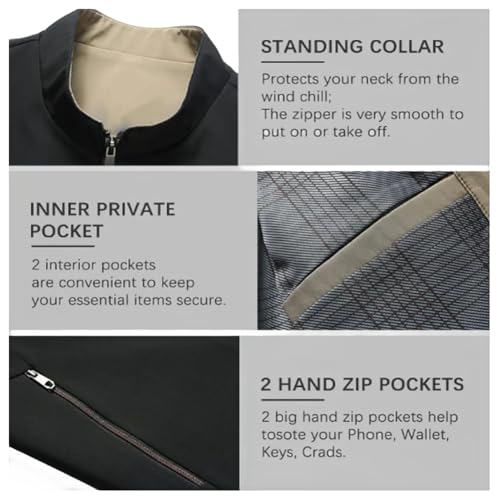 aviation men's standing collar zipper casual jacket Light Golf Jackets Lightweight Softshell Spring Fall Windproof Coat2