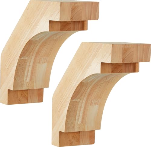 Briwooody 2 Pack Solid Wood Corbels, 4" w X 10" d X 10" h, Rough Sawn