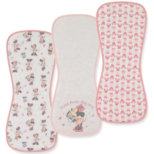 Image of Disney Baby Minnie Mouse Burp Cloths 3 Pack 20 inch x 10 inch Burping Rags Infants