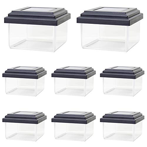 Up To 40% OFF 8 Pack Black Outdoor Garden 4 x 4 Solar 8 SMD LED Translucent Post Deck Cap Square Fence Light Landscape For Wood Only