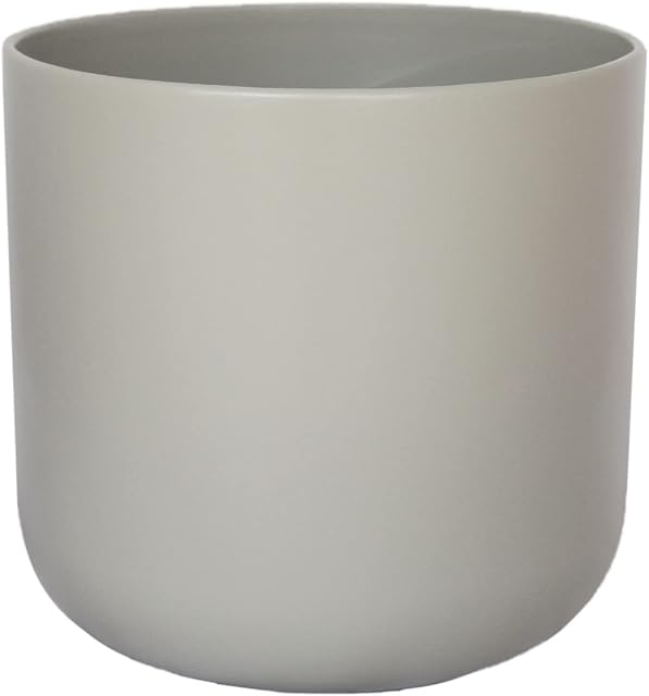 Ivyline Round Light Grey Lisbon Planter - Waterproof & Durable - Contemporary Premium Glazed Decorative Indoor Ceramic Flower Pot - H26cm x D26cm