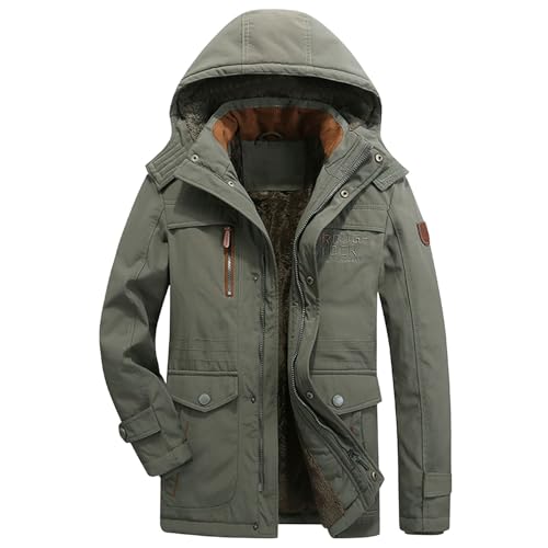 Parka homme d'hiver mi-longue en coton rembourré lourd veste cargo coupe-vent