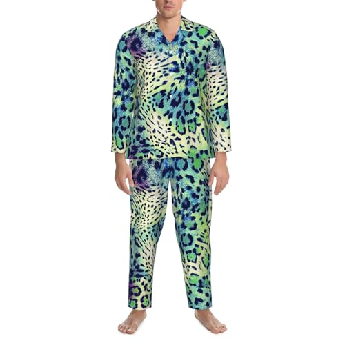 Pyjama léopard homme vert : ensemble de nuit confortable à manches longues - 5