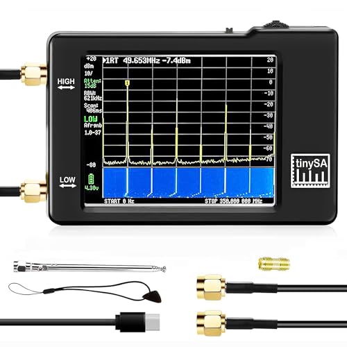 Hima TinySA Handheld Tiny Spectrum Analyzer - Pantalla táctil de 2,8 pulgadas, 100 KHz-960 MHz, analizadores de espectro de pantalla con batería