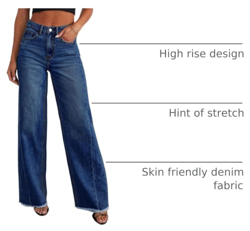 Image of PRETTYGARDEN Women's Wide Leg Jeans Raw Hem Denim Pants