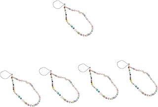 Hemobllo 5 Pçs De Alças Para Celular Cordão De Saia Branca Para Celular Cordão Colorido Concha Pingente De Acrílico Cordão Pérola Colorido