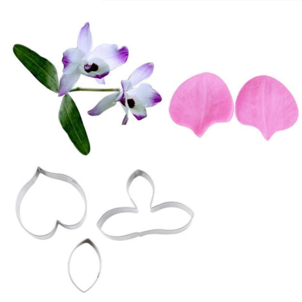 Petal Leaf Veiner Fondant Set Molds,Flower Petal Silicone Molds Leaf Veiner Stainless Steel Fondant Cutter Mold,Fondant Gum Paste Cakes Sugar Paste Marzipan Dough Crafts Cake Decorating (O)