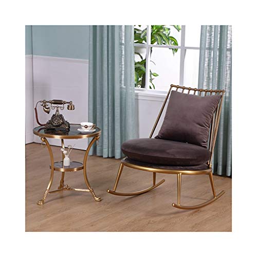 YYAPT-Y Single Stainless Steel Rocking Chair, Fabric Sofa Recliner, Marble Coffee Table 715-YY (Color : B(+TABLE))