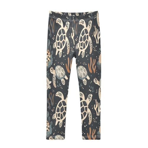 Toddler Girls Leggings Printed Yoga Pants Leggings Turtles Seaweed for Kids