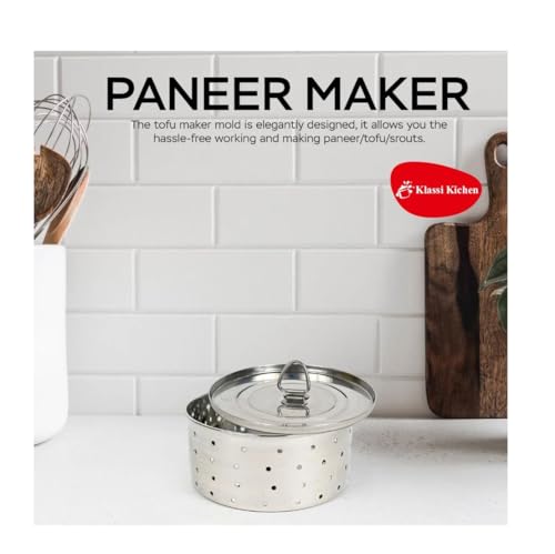 Image of KLASSI KICHEN Stainless Steel Paneer Maker (Round) | Cheese & Cottage Cheese Mold | Multi-Purpose Kitchen Strainer for Homemade Paneer, Chhena & Ricotta | Durable Food-Grade SS