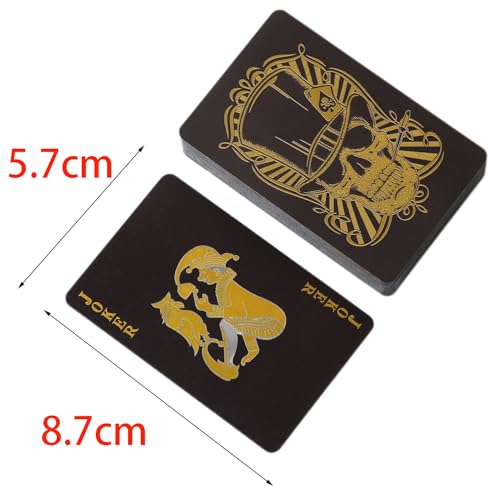 Karten Poker Kartenspiel Pokerkarten Kartendeck - Schwarz und Gold, 1 Deck, Abmessungen 5,7 X 8,7 cm, Totenkopf Spielkarten PET Kunststoff Spielkarten, Wasserdicht Strapazierfähig – Bild 3