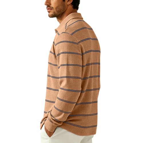 Mens Rugby Shirts Henley Collared Button Waffle Henley Shirts for Men - image 3