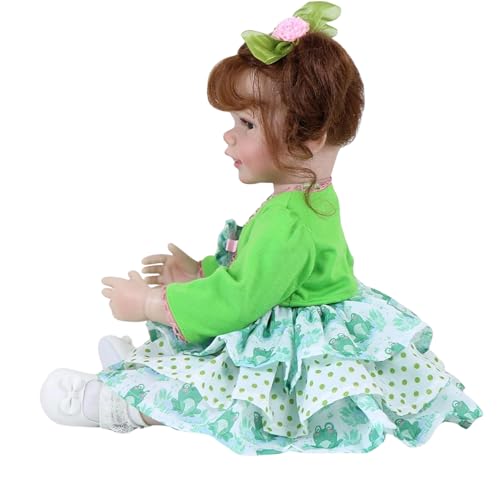 Muñeca Reborn Realista Niña 22 Pulgadas Pelo Rojo Ojos Verdes miniatura 6