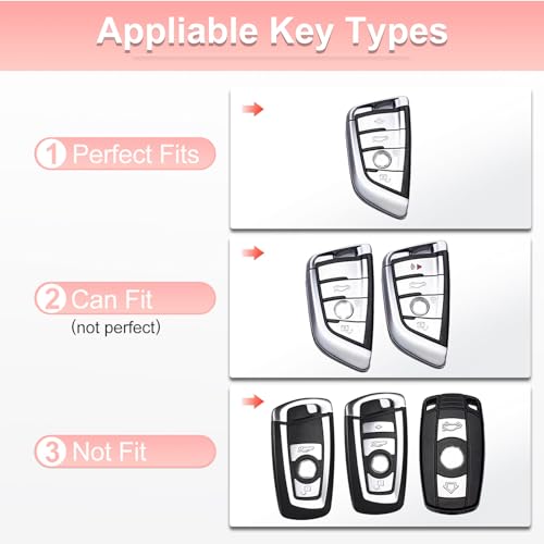 Image of Pangpai Pink Key Fob Cover for BMW, Soft TPU Key Case Protection with Bling Keychain Fit for BMW X1 X2 X3 X5 X6 X7 and Series 1 2 3 4 5 6 7 8