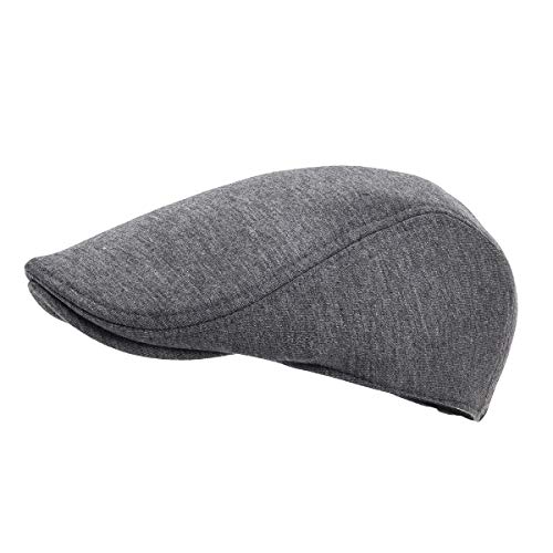 Feinion 2 Pack Men Cotton Newsboy Cap Soft Fit Cabbie Hat (Black/Dark Grey) #TOP5